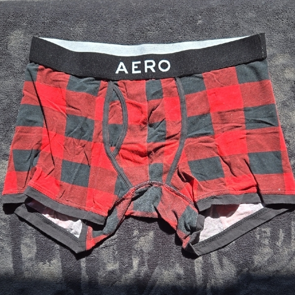 Aeropostale Red and Black Boxer Briefs with Bold Plaid Design